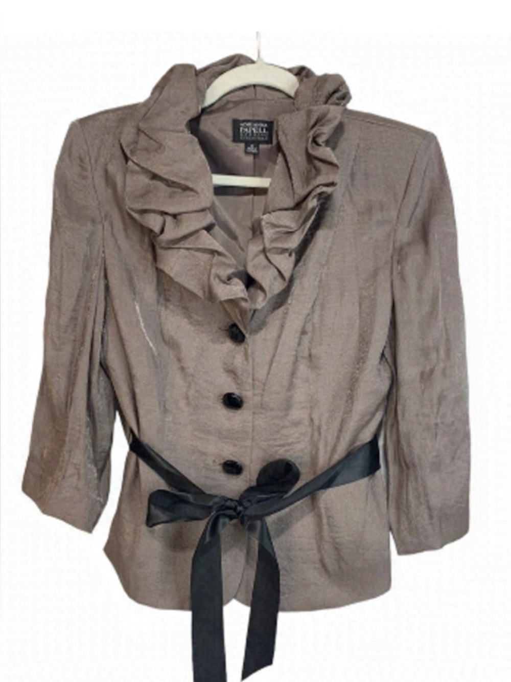 𝅺ADRIANNA Papell Ruffled Collar Fancy Jacket
